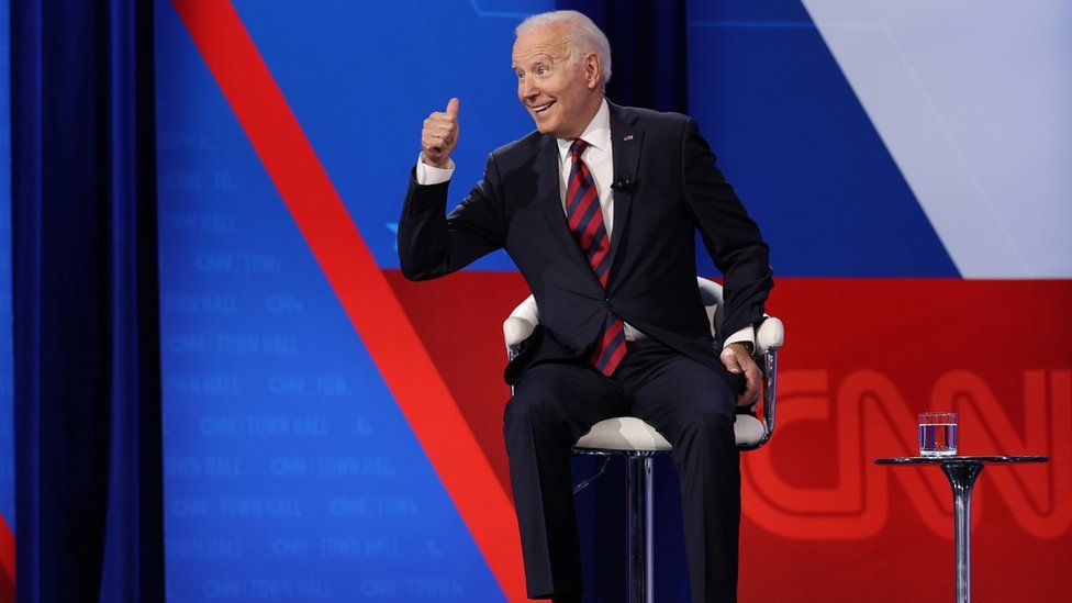 Joe Biden says he’s self-conscious as president